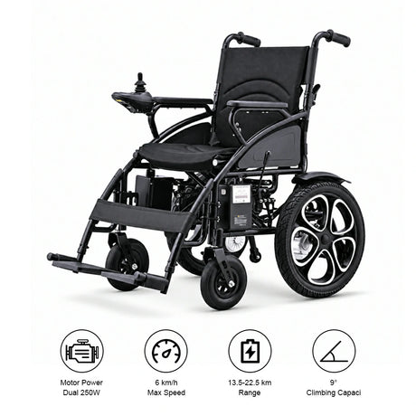 Jemeela 9000 Foldable Electric Wheelchair, Aluminum Alloy, 1-6km/h