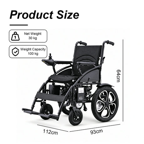 Jemeela 9000 Foldable Electric Wheelchair, Aluminum Alloy, 1-6km/h